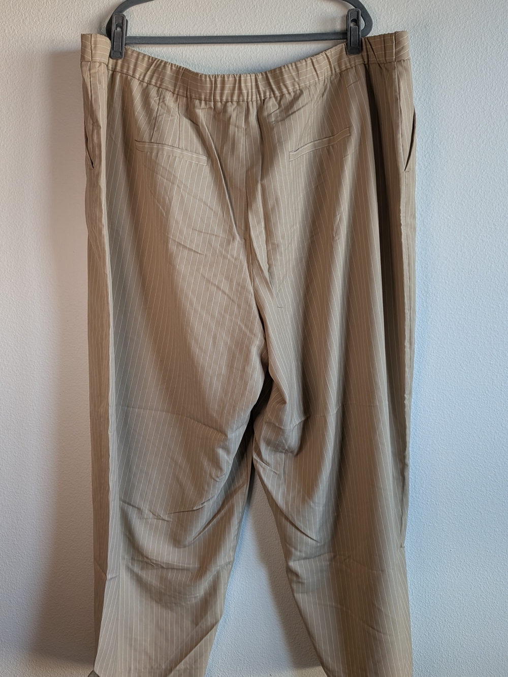 Eloquii Beige Pinstripe Wide-Leg Trousers